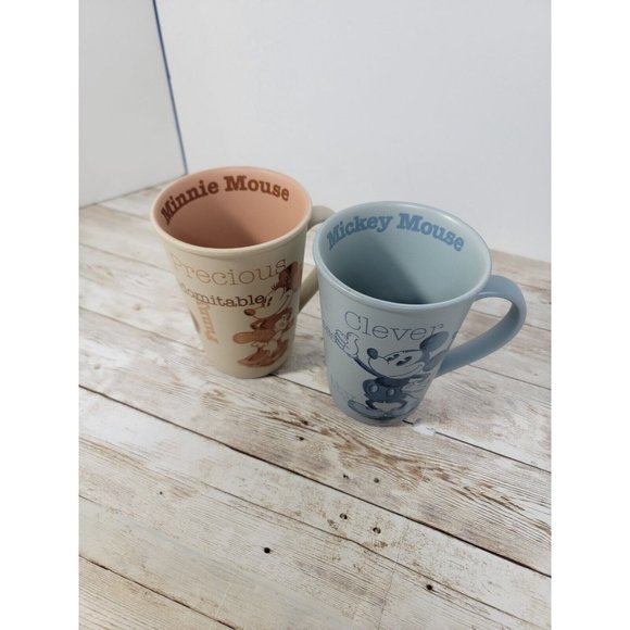 The Disney Store Mugs Mickey and Minnie Sweet Smart Matching‎ Mugs Orange Blue - Picture 8 of 10